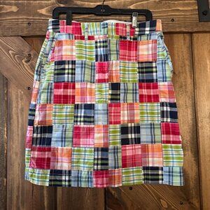 LL Bean Madras Plaid Patchwork Y2K Skirt Straight Above Knee Preppy Sz10